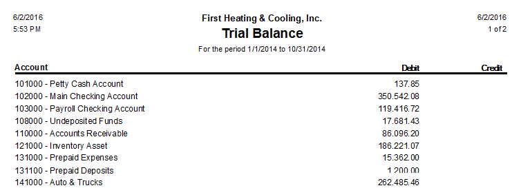trial balance report sap software